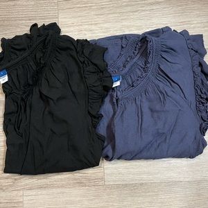 Old Navy Set of Flutter Sleeves Shirt, Black and Navy, size L
